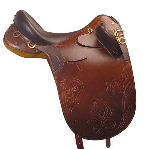 Selle australienne Lakota en cuir marron décoré