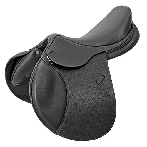 Selle de saut Equestro en cuir français noir Platinium