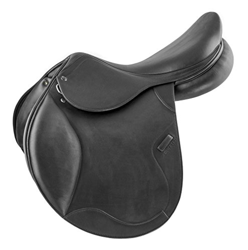 Selle de saut Equestro en cuir français noir