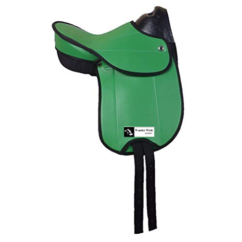 Selle poney synthétique verte petit prix 12 ou 14 pouces