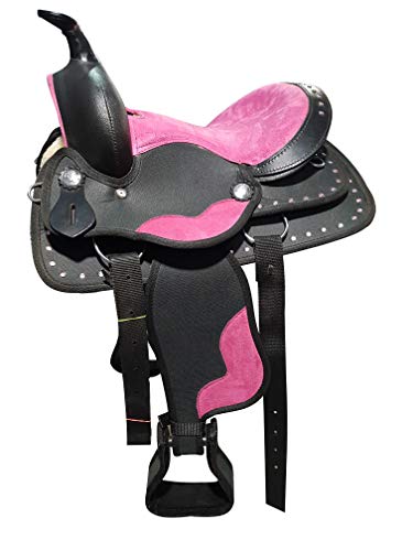 Selle Western noire et rose pour tous-petits fabrication artisanale