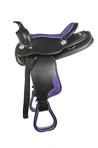 Selle Western pour compétition noire et violette pour fille 12 pouces