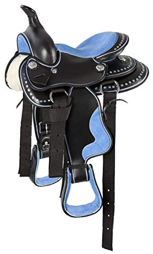 Selle Western bleue et noire Equipride( existe en taille poney, shetland ou cheval)