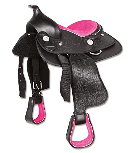 Selle Western rose fushia et noire Waldhausen pour tout-petits 12 pouces 38 cm